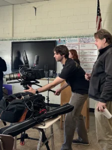 A fast cinema lens being used by Kim Brattain Media at a shoot.